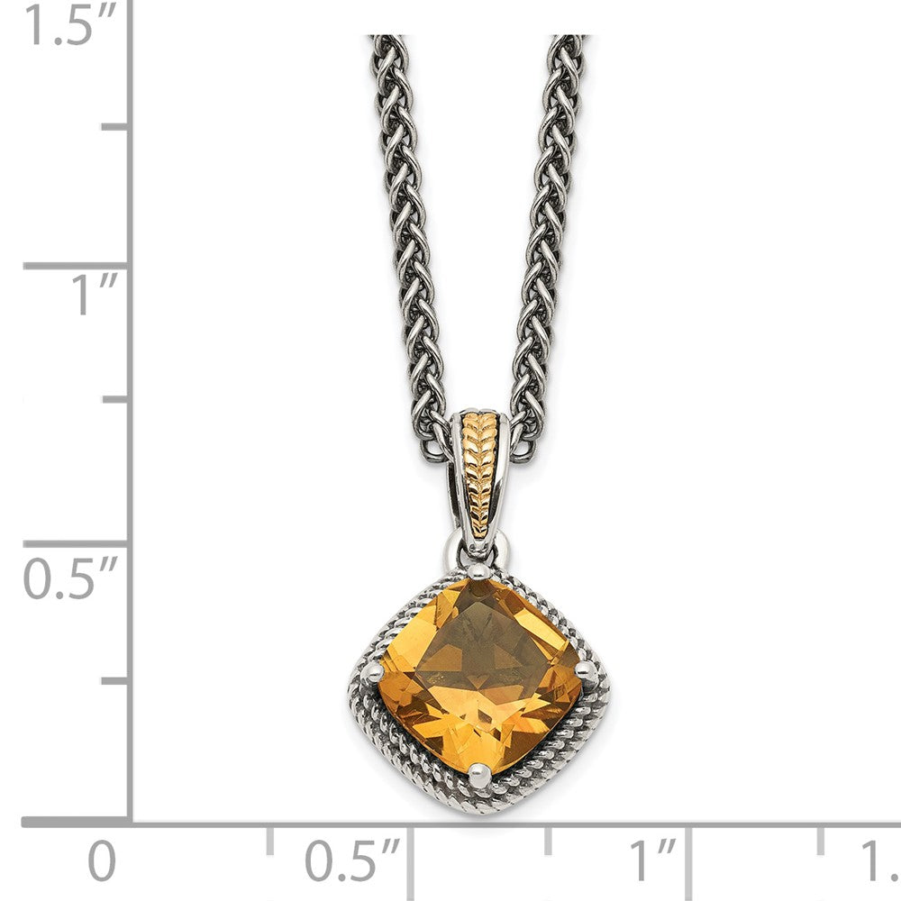 Sterling Silver w/14k Antiqued Citrine Necklace
