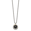 Sterling Silver w/14k Antiqued Onyx Necklace