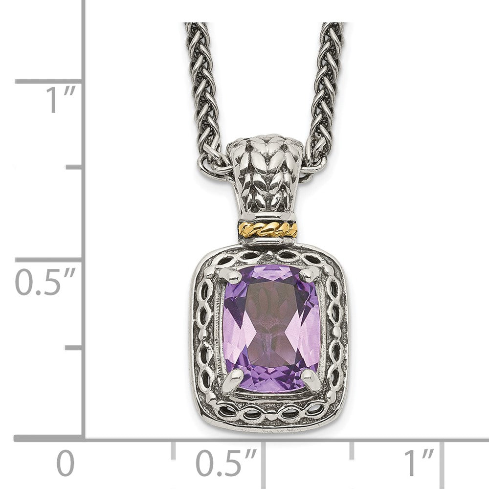 Sterling Silver w/14k Antiqued Amethyst Necklace