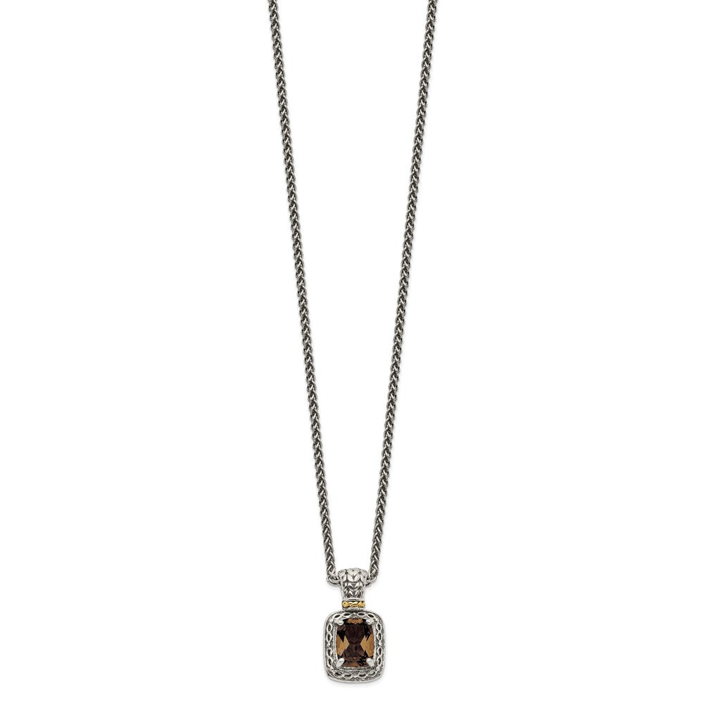 Sterling Silver w/14k Antiqued Smoky Quartz Necklace
