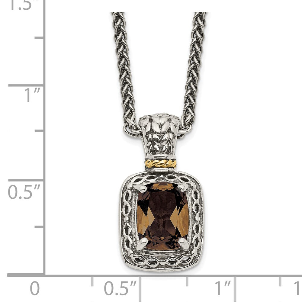 Sterling Silver w/14k Antiqued Smoky Quartz Necklace