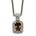 Sterling Silver w/14k Antiqued Smoky Quartz Necklace