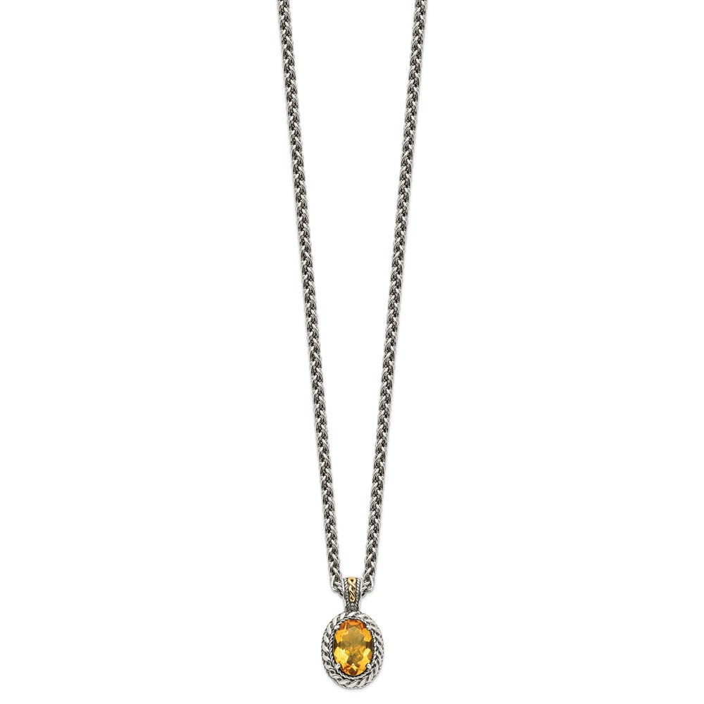 Sterling Silver w/14k Antiqued Citrine Necklace