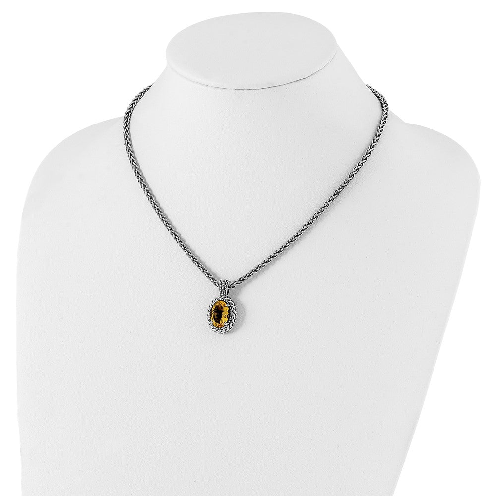 Sterling Silver w/14k Antiqued Citrine Necklace