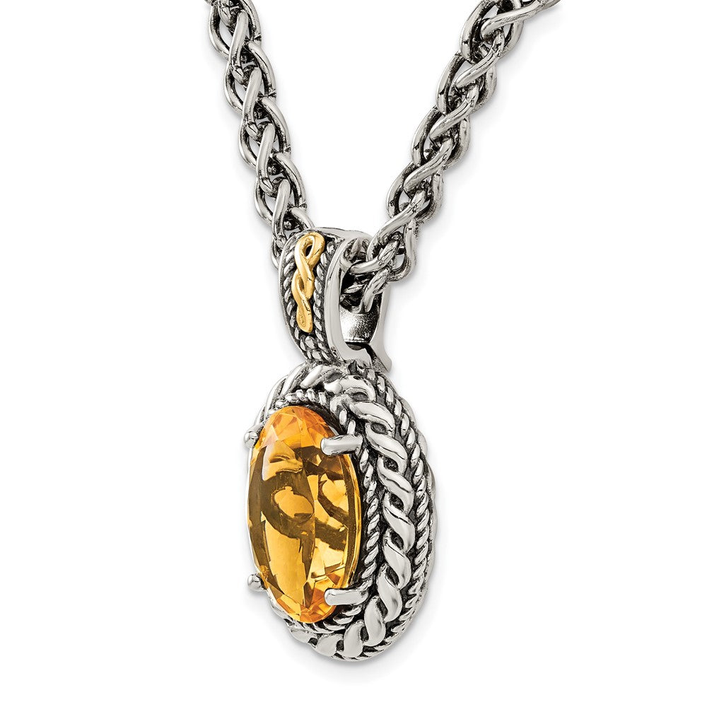 Sterling Silver w/14k Antiqued Citrine Necklace