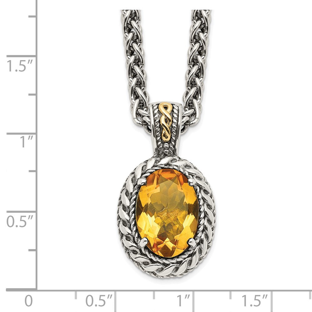 Sterling Silver w/14k Antiqued Citrine Necklace