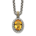 Sterling Silver w/14k Antiqued Citrine Necklace