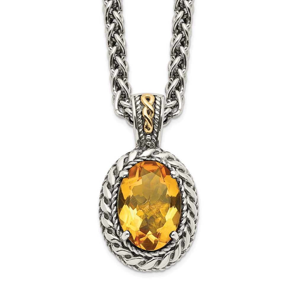 Sterling Silver w/14k Antiqued Citrine Necklace