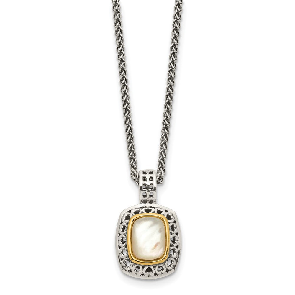 Sterling Silver w/14k Antiqued MOP Necklace