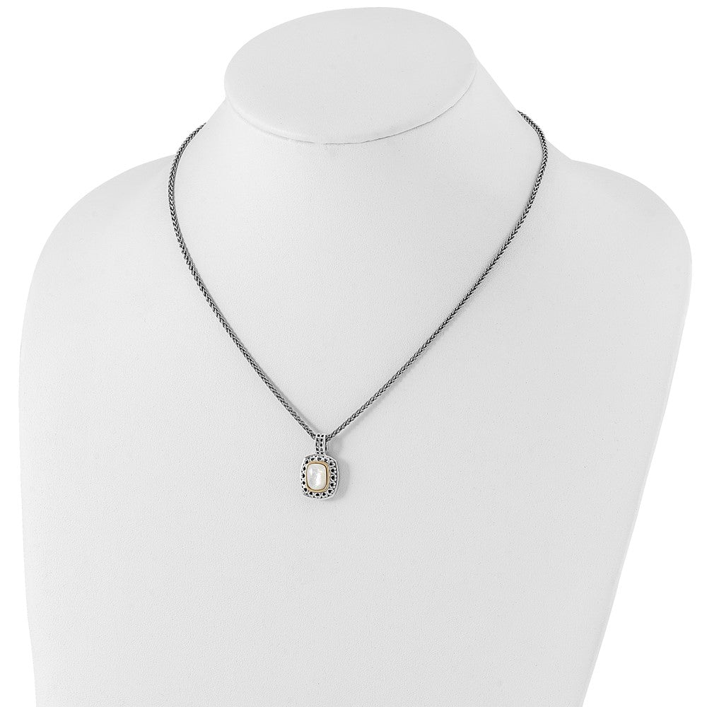 Sterling Silver w/14k Antiqued MOP Necklace