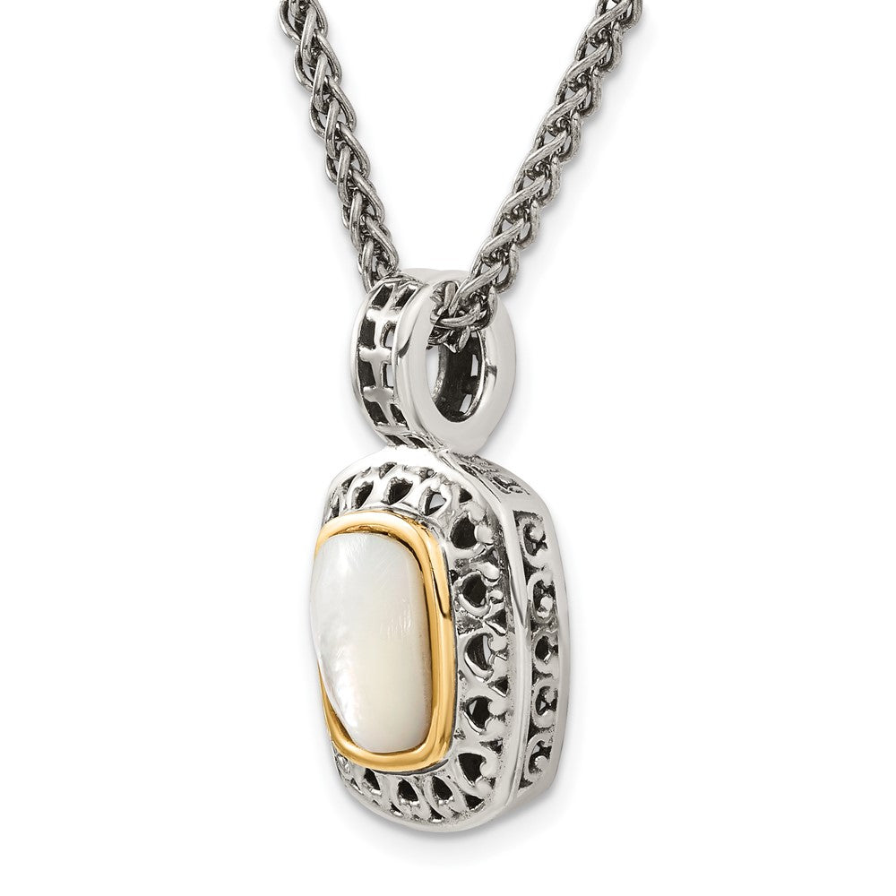 Sterling Silver w/14k Antiqued MOP Necklace