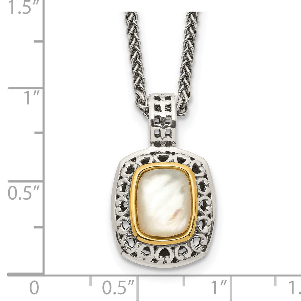 Sterling Silver w/14k Antiqued MOP Necklace