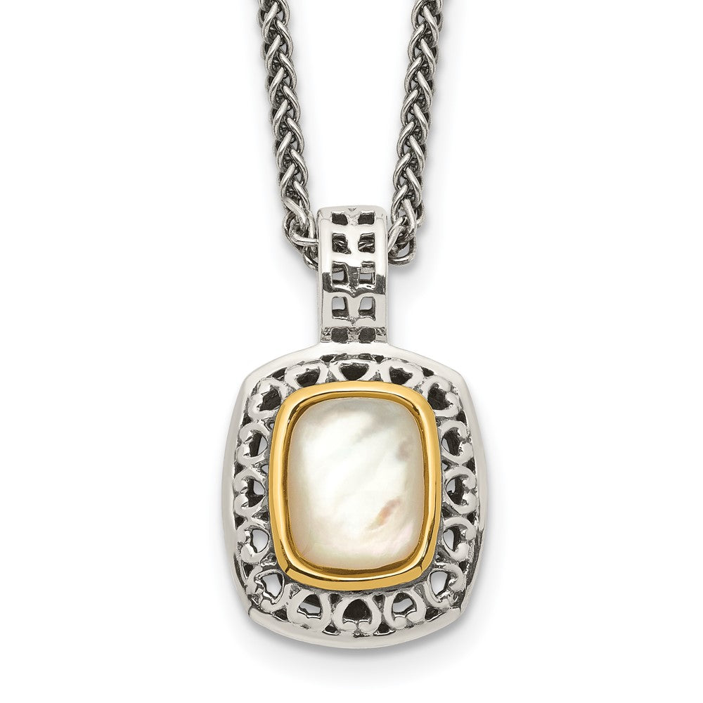 Sterling Silver w/14k Antiqued MOP Necklace