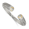 Sterling Silver Antiqued w/14k 1/2ct. Diamond Hinged Cuff Bracelet