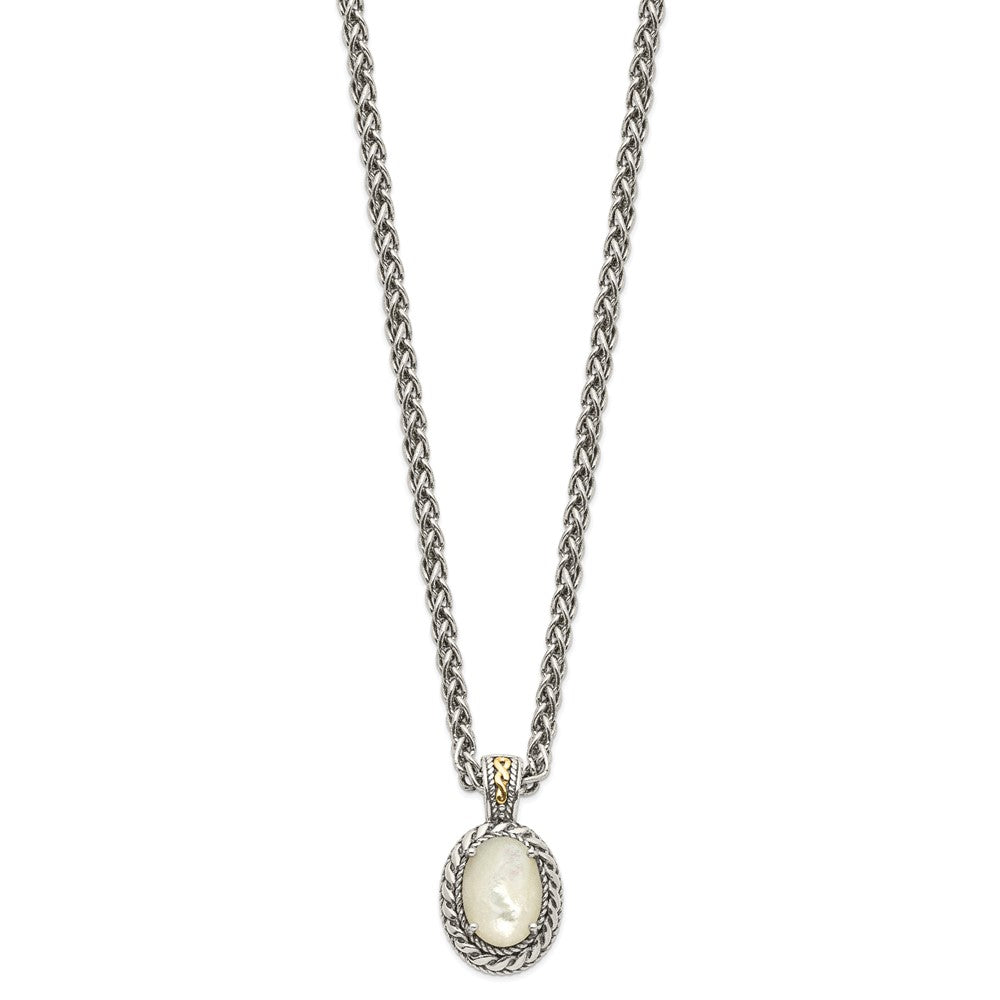Sterling Silver w/14k Antiqued MOP Necklace