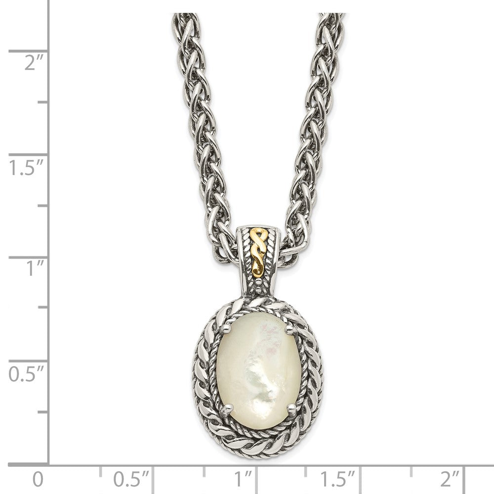 Sterling Silver w/14k Antiqued MOP Necklace