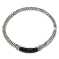 Sterling Silver Antiqued Onyx & 1/10ct. Diamond Bangle Bracelet