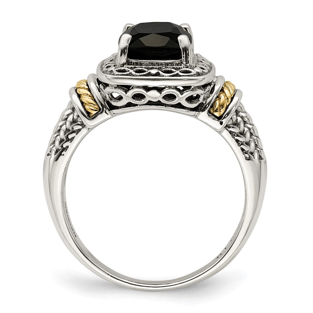 Sterling Silver Antiqued w/14k Onyx Ring