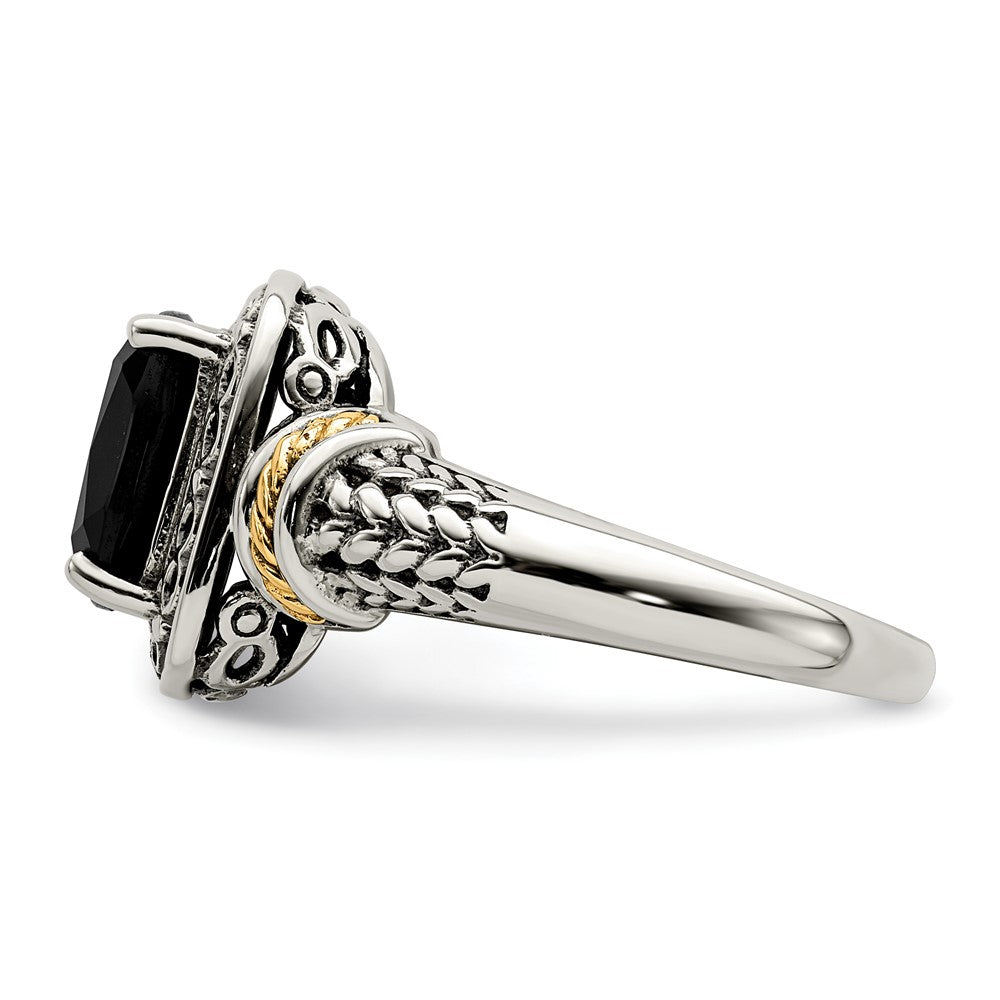 Sterling Silver Antiqued w/14k Onyx Ring
