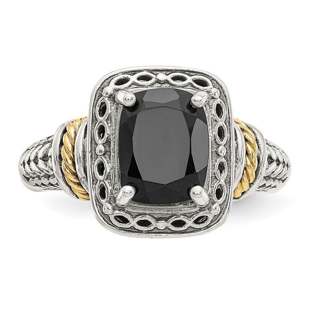 Sterling Silver Antiqued w/14k Onyx Ring
