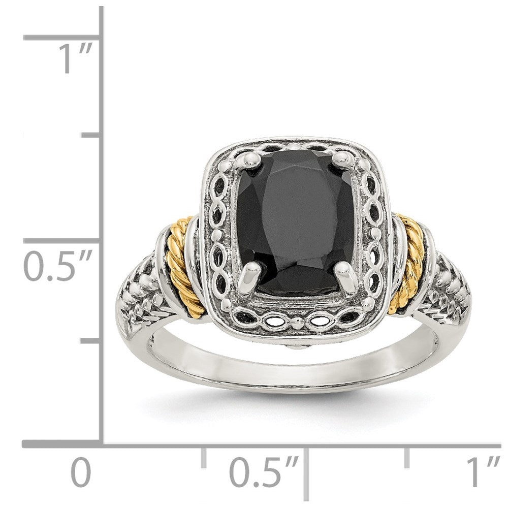 Sterling Silver Antiqued w/14k Onyx Ring