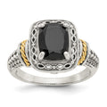 Sterling Silver Antiqued w/14k Onyx Ring