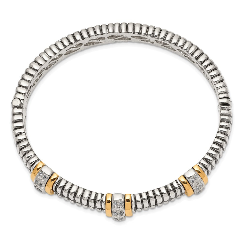Sterling Silver Antiqued w/14k 1/4ct. Diamond Bangle Bracelet