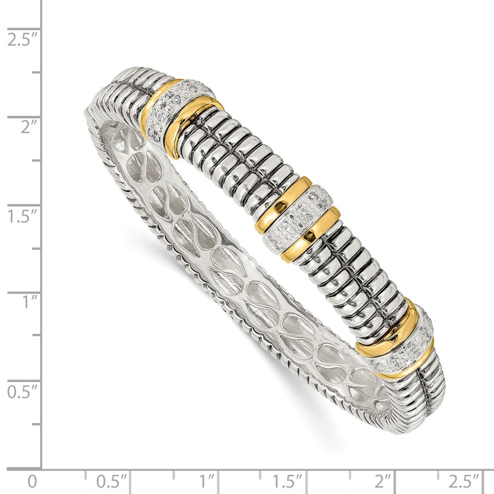 Sterling Silver Antiqued w/14k 1/4ct. Diamond Bangle Bracelet