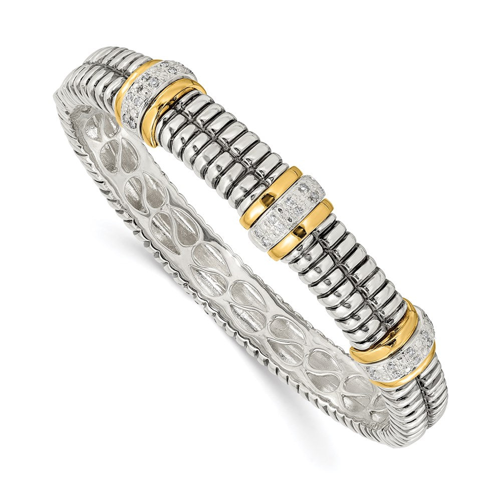 Sterling Silver Antiqued w/14k 1/4ct. Diamond Bangle Bracelet
