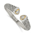 Sterling Silver Antiqued w/14k 1/2ct. Diamond Hinged Cuff Bracelet