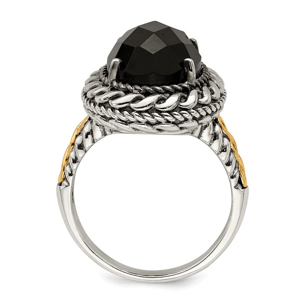 Sterling Silver w/14k Antiqued Onyx Ring