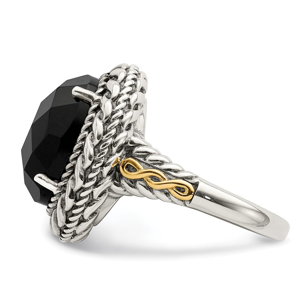 Sterling Silver w/14k Antiqued Onyx Ring