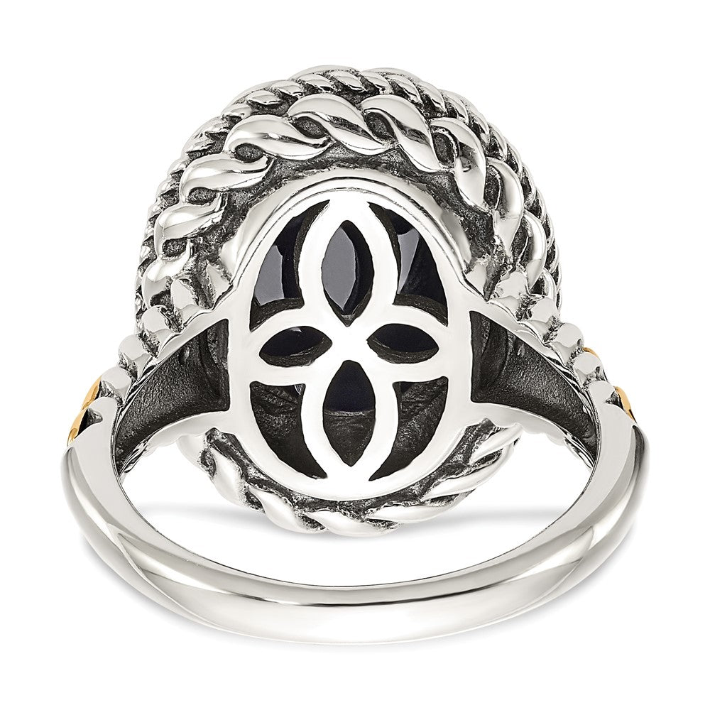 Sterling Silver w/14k Antiqued Onyx Ring
