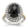 Sterling Silver w/14k Antiqued Onyx Ring