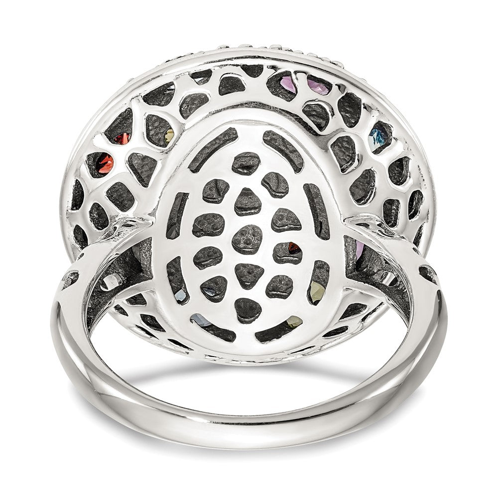 Sterling Silver w/14k Antiqued Multi Gemstone Ring