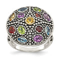 Sterling Silver w/14k Antiqued Multi Gemstone Ring