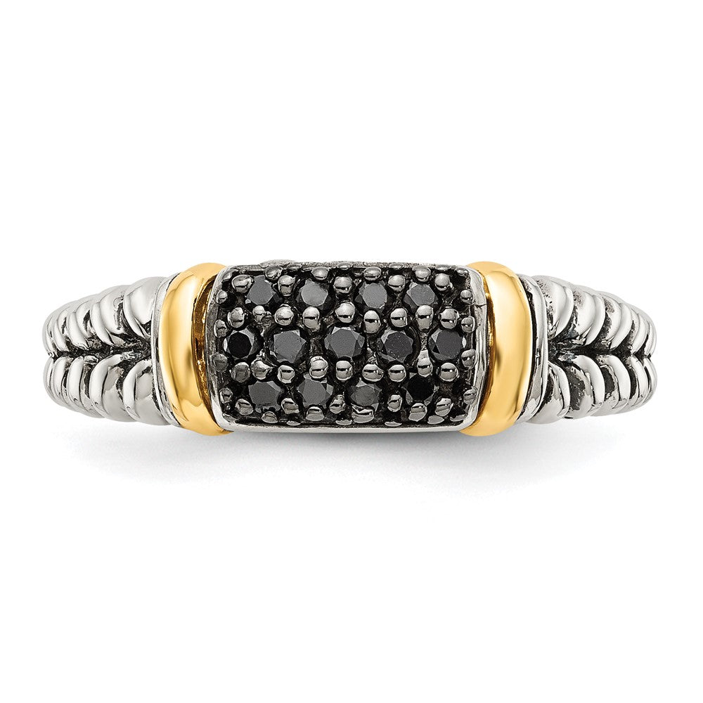 Sterling Silver w/14k Antiqued Black Diamond Ring