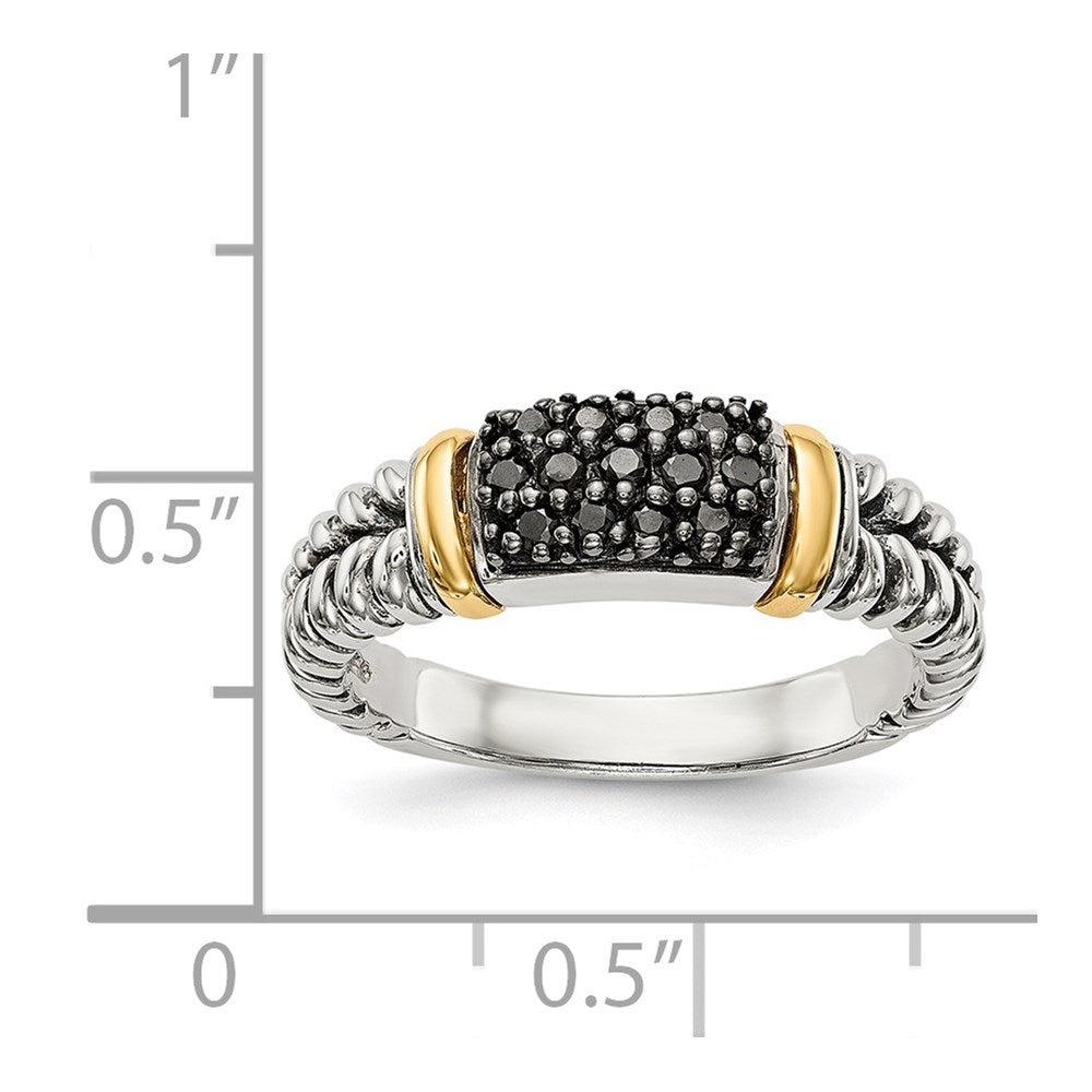 Sterling Silver w/14k Antiqued Black Diamond Ring