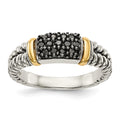 Sterling Silver w/14k Antiqued Black Diamond Ring