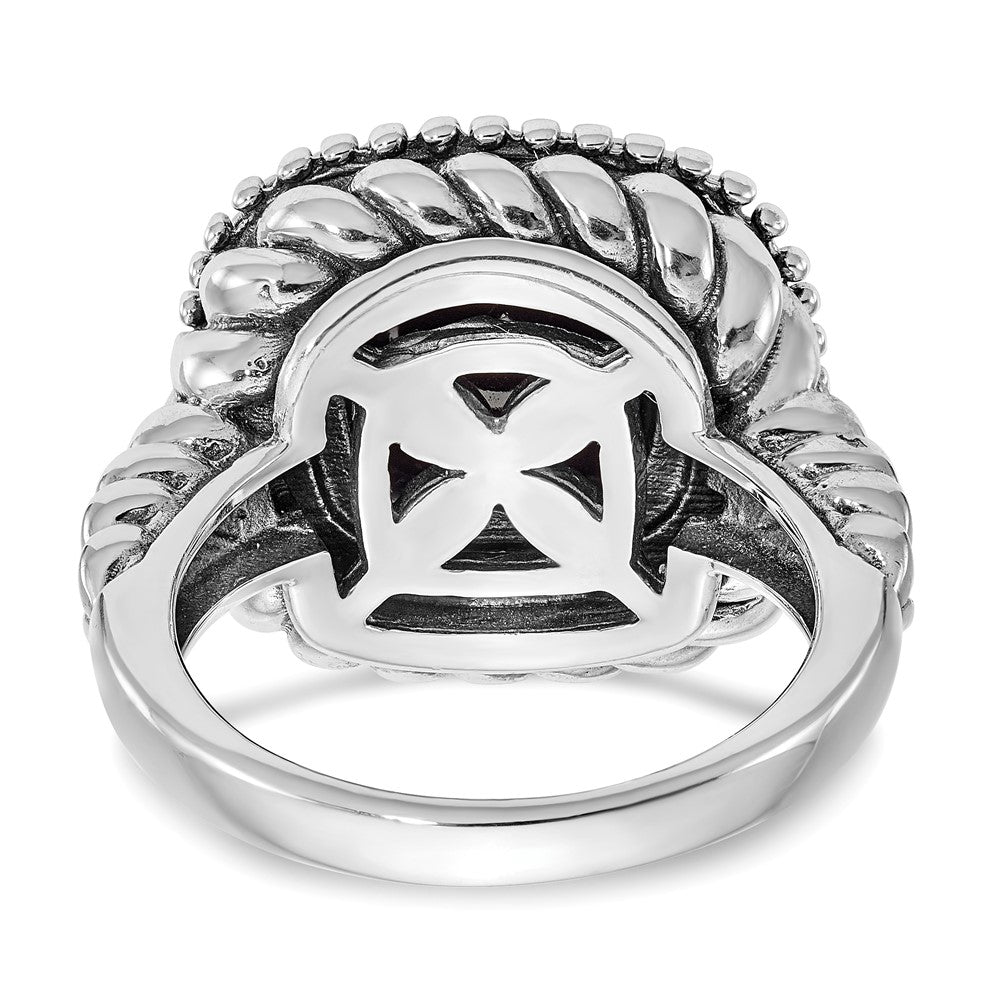 Sterling Silver Antiqued w/14k Cabochon Onyx Ring