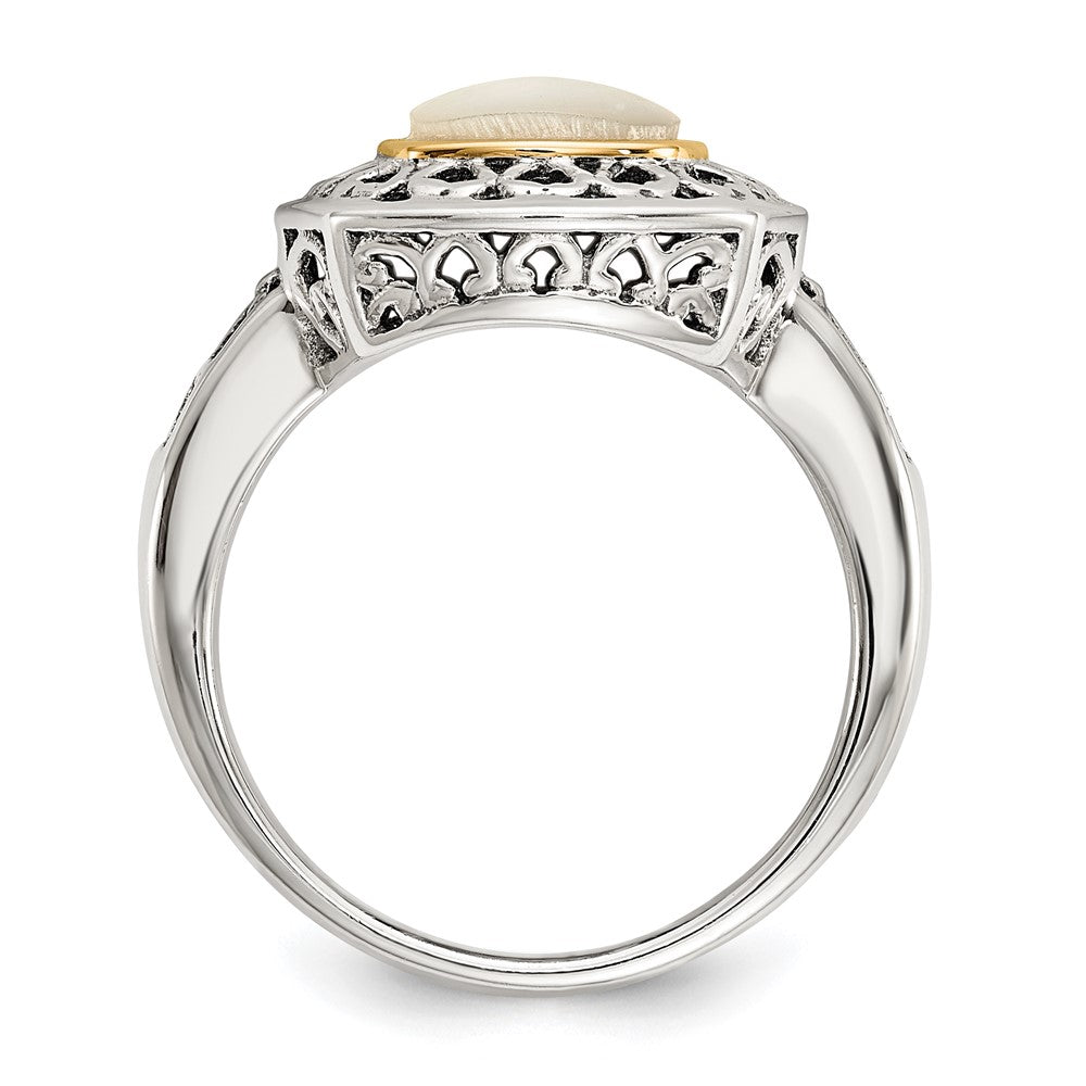 Sterling Silver w/14k Antiqued MOP Ring