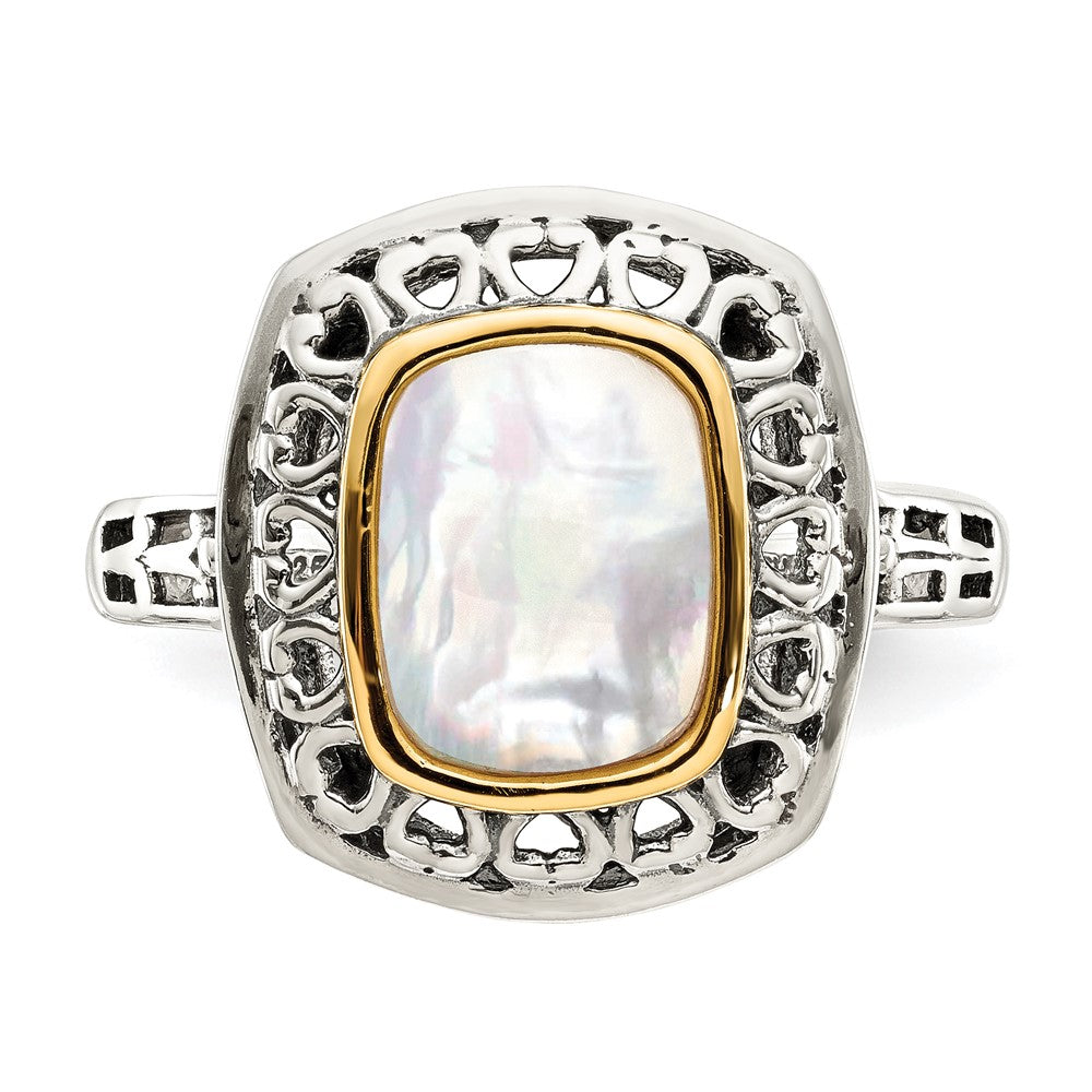 Sterling Silver w/14k Antiqued MOP Ring