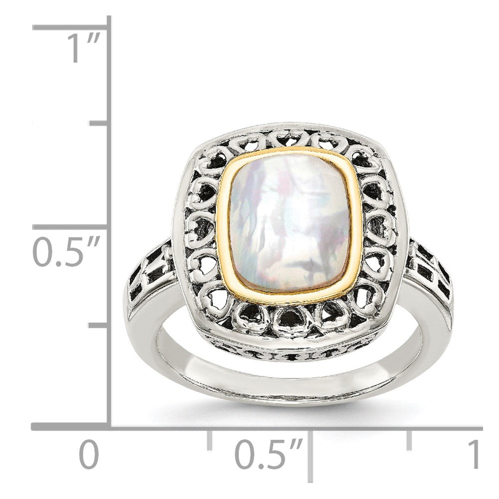 Sterling Silver w/14k Antiqued MOP Ring
