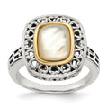 Sterling Silver w/14k Antiqued MOP Ring
