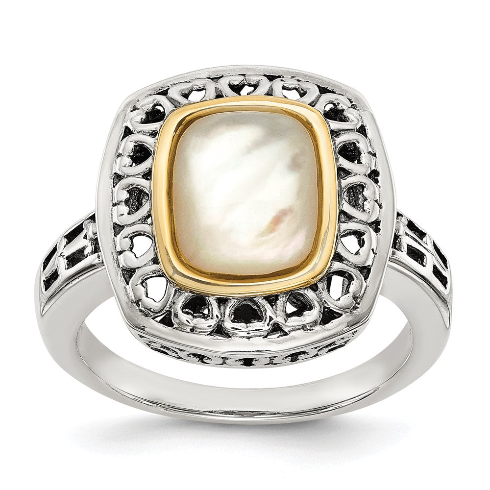 Sterling Silver w/14k Antiqued MOP Ring