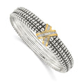 Sterling Silver Antiqued w/14k 1/15ct. Diamond Bangle Bracelet
