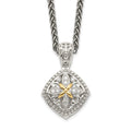 Sterling Silver Antiqued w/14k Diamond Necklace