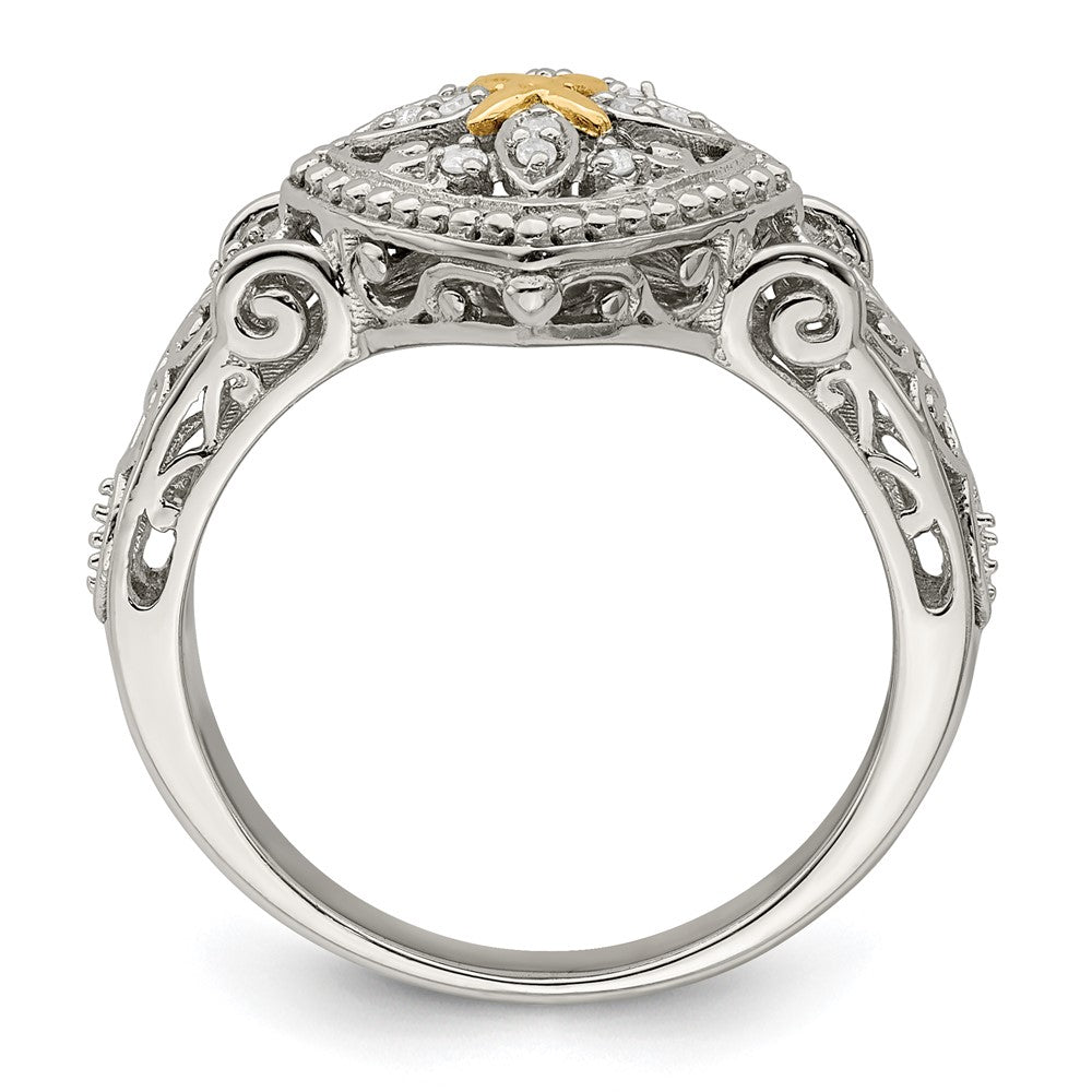 Sterling Silver Rhodium-plated w/14ky Diamond Ring