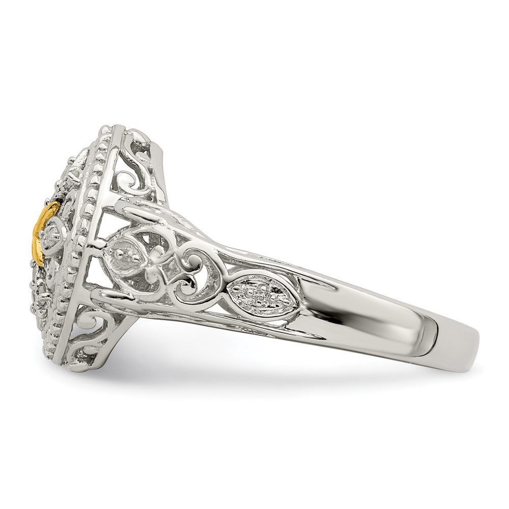 Sterling Silver Rhodium-plated w/14ky Diamond Ring