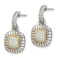 Sterling Silver Antiqued w/14k Diamond Dangle Post Earrings